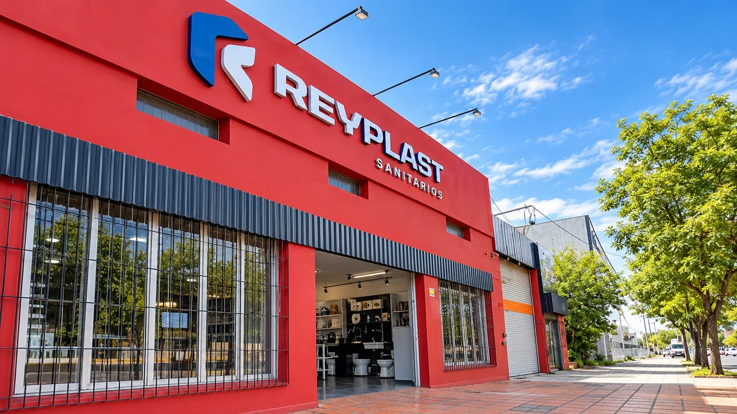 Fachada del local de Reyplast Sanitarios en Posadas